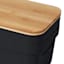 2-Pack Black Storage Bin with Bamboo Lid, Small