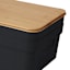 2-Pack Black Storage Bin with Bamboo Lid, 8.5l
