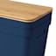 2-Pack Navy Storage Bin with Bamboo Lid, 15l