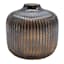 Brown Ribbed Glass Vase, 4"