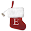 7" Mini Red Faux Fur Monogram Stocking, E