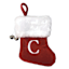 7" Mini Red Faux Fur Monogram Stocking, C