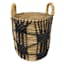 Found & Fable Round Abaca with Black Macrame Storage Basket, Small