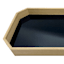 16In Black Glass And Wood Tray