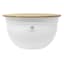 White Steel Mixing Bowl with Bamboo Lid, Small