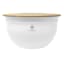 White Steel Mixing Bowl with Bamboo Lid, Medium