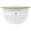 White Steel Mixing Bowl with Bamboo Lid, Large