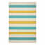 (E468) Ember Blue & Yellow Striped Area Rug, 5x8