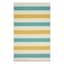 (E468) Ember Blue & Yellow Striped Accent Rug, 3x5