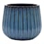 Blue Ribbed Round Outdoor Clay Planter, Large