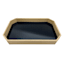 16In Black Glass And Wood Tray