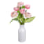 Pink Ranunculus in White Ceramic Pot, 17"