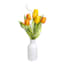 Yellow Tulip Floral Arrangement in White Ceramic Pot, 17"