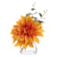 Orange Dahlia & Eucalyptus Floral Arrangement in Glass Vase, 10"