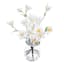 White Blossom Arrangement in Glass Vase, 10"