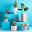 Blue Ribbed Round Outdoor Clay Planter, Large