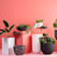 Tall White Diamond Ribbed Shadow Planter, 30.5"