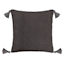 Found & Fable Black Quilted Throw Pillow with Tassels, 20"