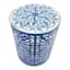 Blue Metal Plant Stand with Ceramic Tile Top, 15x11