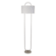 Laila Ali Silver Oval Metal & Marble Base Floor Lamp with White Fabric Drum Shade, 60"