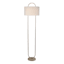 Laila Ali Silver Oval Metal & Marble Base Floor Lamp with White Fabric Drum Shade, 60"