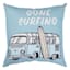 Ty Pennington Gone Surfing Canal Blue Square Outdoor Throw Pillow, 16"