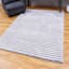 (A368) Microfiber Silver Striped High-Low Area Rug, 5x8