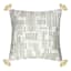 Grey Bone Print Tassel Throw Pillow, 18"