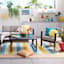 Ray Warm Multicolor Geo Square Outdoor Throw Pillow, 17"