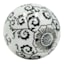 Black & White Floral Design Ceramic Sphere, 4"