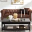 Providence Chesterfield Brown Faux Leather Tufted Sofa, 79"