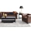 Providence Chesterfield Tufted Brown Faux Leather Rolled Accent Chair