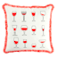 Rose Wine Glasses Square Outdoor Throw Pillow, 18"