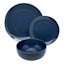 12-Piece Stoneware Dinnerware Set, Glossy Dark Blue