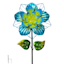 Blue Metal Flower Yard Stake, 31.8"
