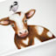 Bathtub Cow Canvas Wall Art, 12"