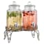 Dual Hammered 1-Gallon Beverage Dispenser with Stand