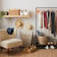 Grey Storage Bin with Wood Handle, Large