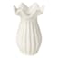 Willow Crossley White Ribbed Pie Crust Rim Ceramic Vase, 10"