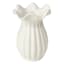Willow Crossley White Ribbed Pie Crust Rim Ceramic Vase, 7"