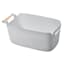 Grey Storage Bin with Wood Handle, Large