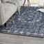 (B823) Teagan Navy Blue Floral Flatweave Runner, 2x7