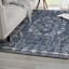 (B823) Teagan Navy Blue Floral Flatweave Accent Rug, 3x5