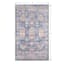 (B828) Blue Floral Medallion Washable Accent Rug, 3x5