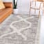 (B829) Grey & White Floral Washable Area Rug, 8x10