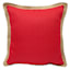 Red Jute Trim Outdoor Throw Pillow, 18"