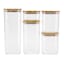 5-Piece Clear Square Canister with Bamboo Lid