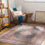 (B859) Colin Red & Blue Multi Medallion Washable Area Rug, 5x7