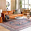 (B859) Colin Red & Blue Multi Medallion Washable Area Rug, 8x10