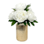 Providence White Peony in Gold Glass Planter, 13.5"